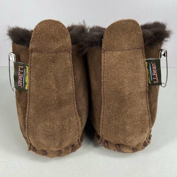 NEW LL Bean Wicked Good Slippers Mens Size 11 M Brown Suede Shearling Booties - Picture 7 of 8